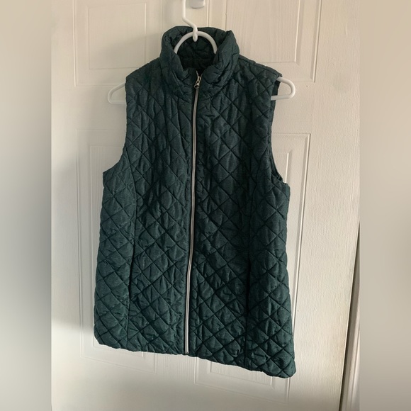 Banana Republic Quilted Slim Puffer Vest Forrest Green Small - Picture 3 of 5